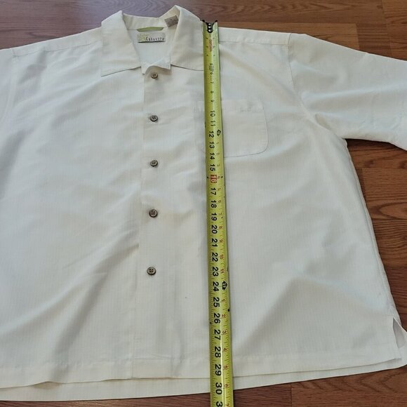 Cubavera Men's Shirt XL Linen Rayon Beige Cream Relaxed Short Sleeve Pocket - Picture 9 of 15